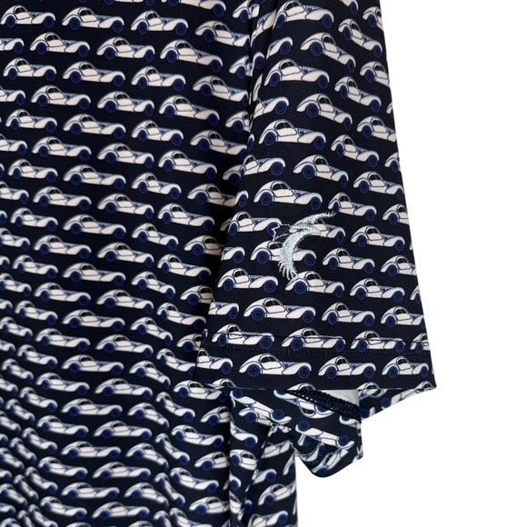 RLX Men's Performance Golf Polo, Navy Blue, Bugatti All Over Design, Size Small - Picture 7 of 10